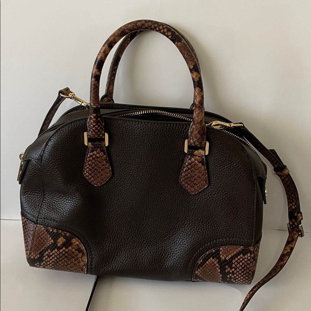 Michael Kors Dark Brown Snake Print Satchel - Picture 6 of 9